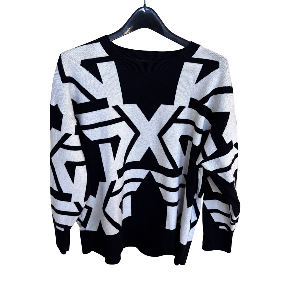PXG Women's Bold Logo Black Sweater Golf Knit Cotton/Cashmere Blend Sz M